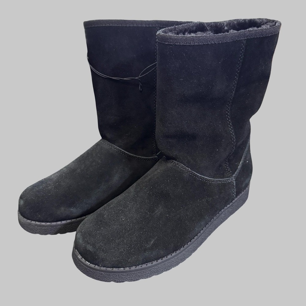 Universal Thread Leather Boots‎ Womens Sz 6 Black Shearling Style Fur Lined NEW